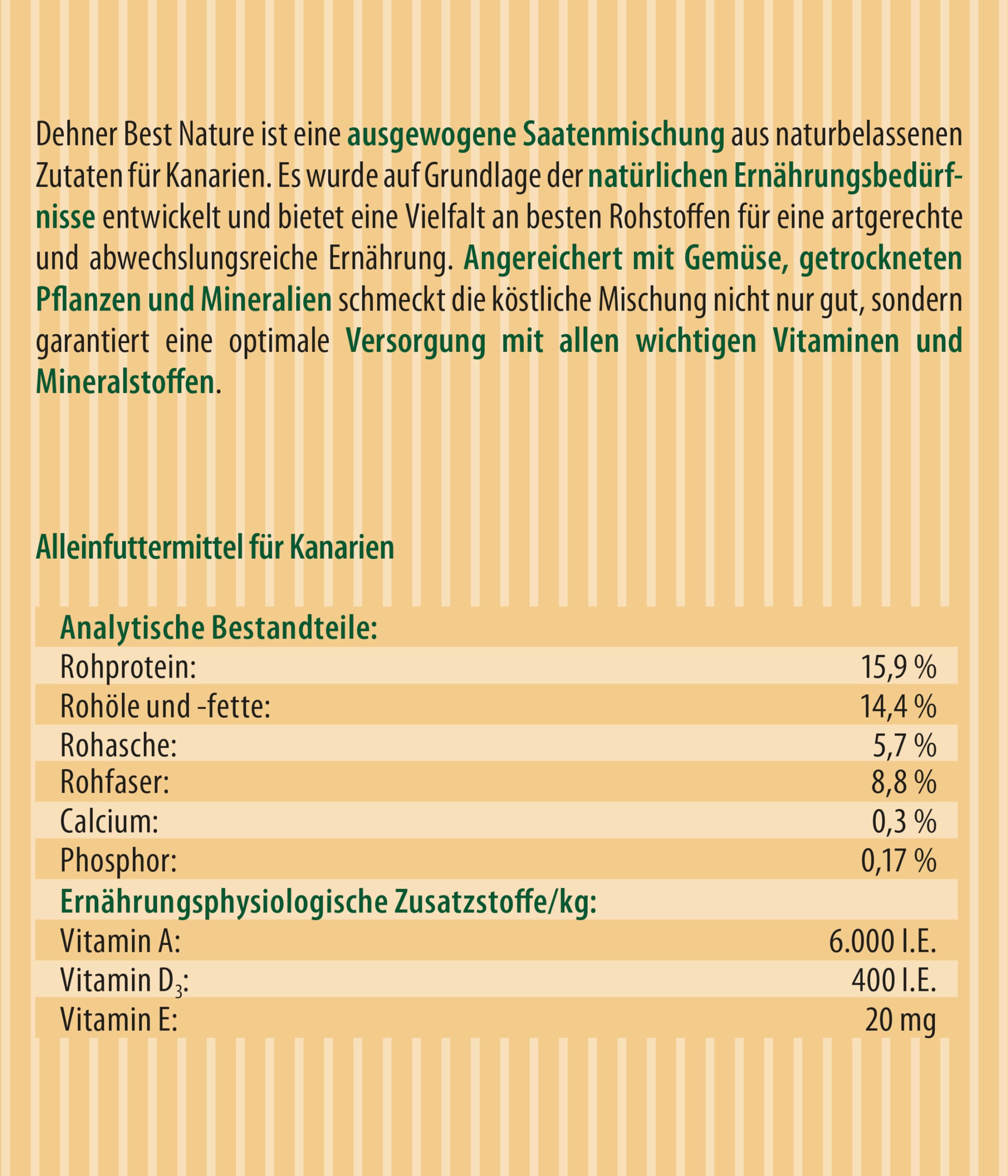 Dehner Best Nature Vogelfutter Kanarienfutter 2,5 kg Saaten