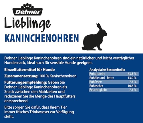 Dehner Lieblinge Kaninchenohren Hundesnack 5x100g natürlich