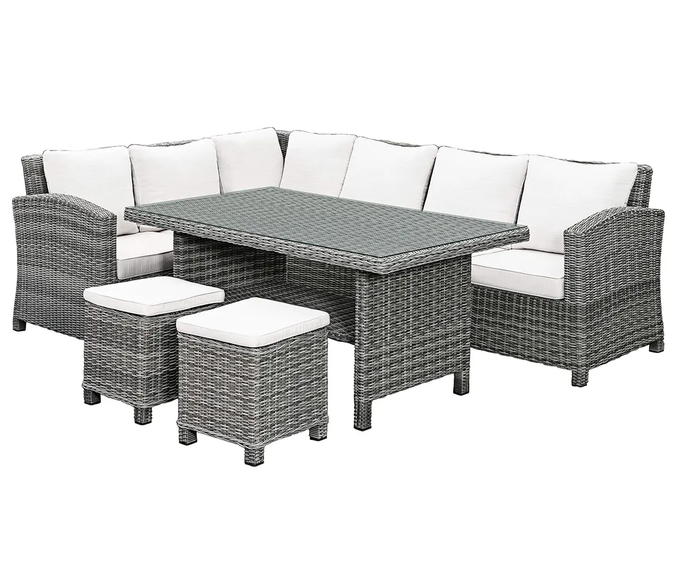 Dehner Premium Lovely Sylt Geflechtlounge 5-teilig grau Polster