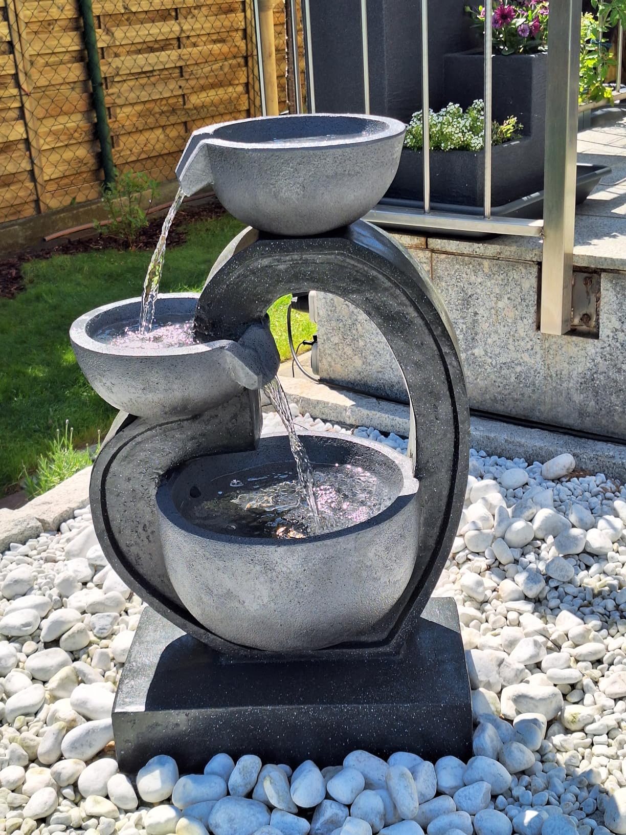 Dehner Heart Gartenbrunnen Polyresin grau 72 cm