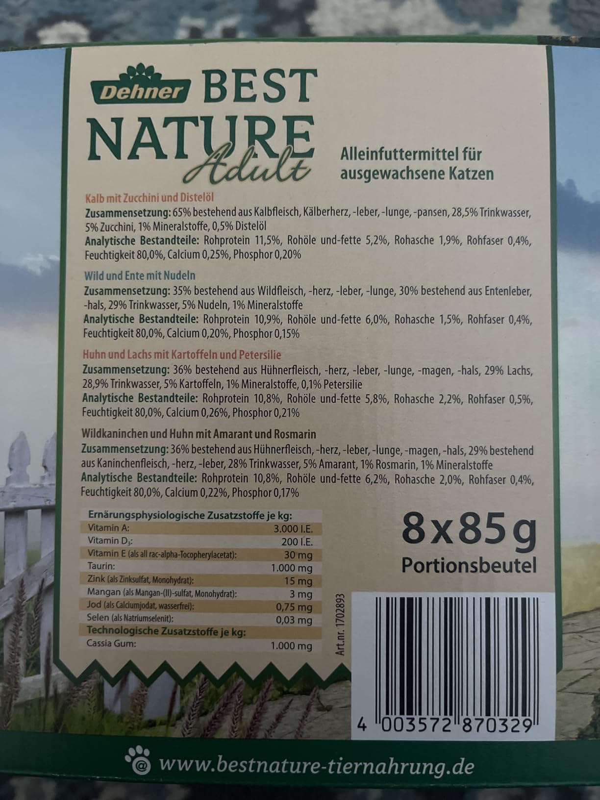 Dehner Best Nature Nassfutter Multipack 8x85 g 4 Sorten