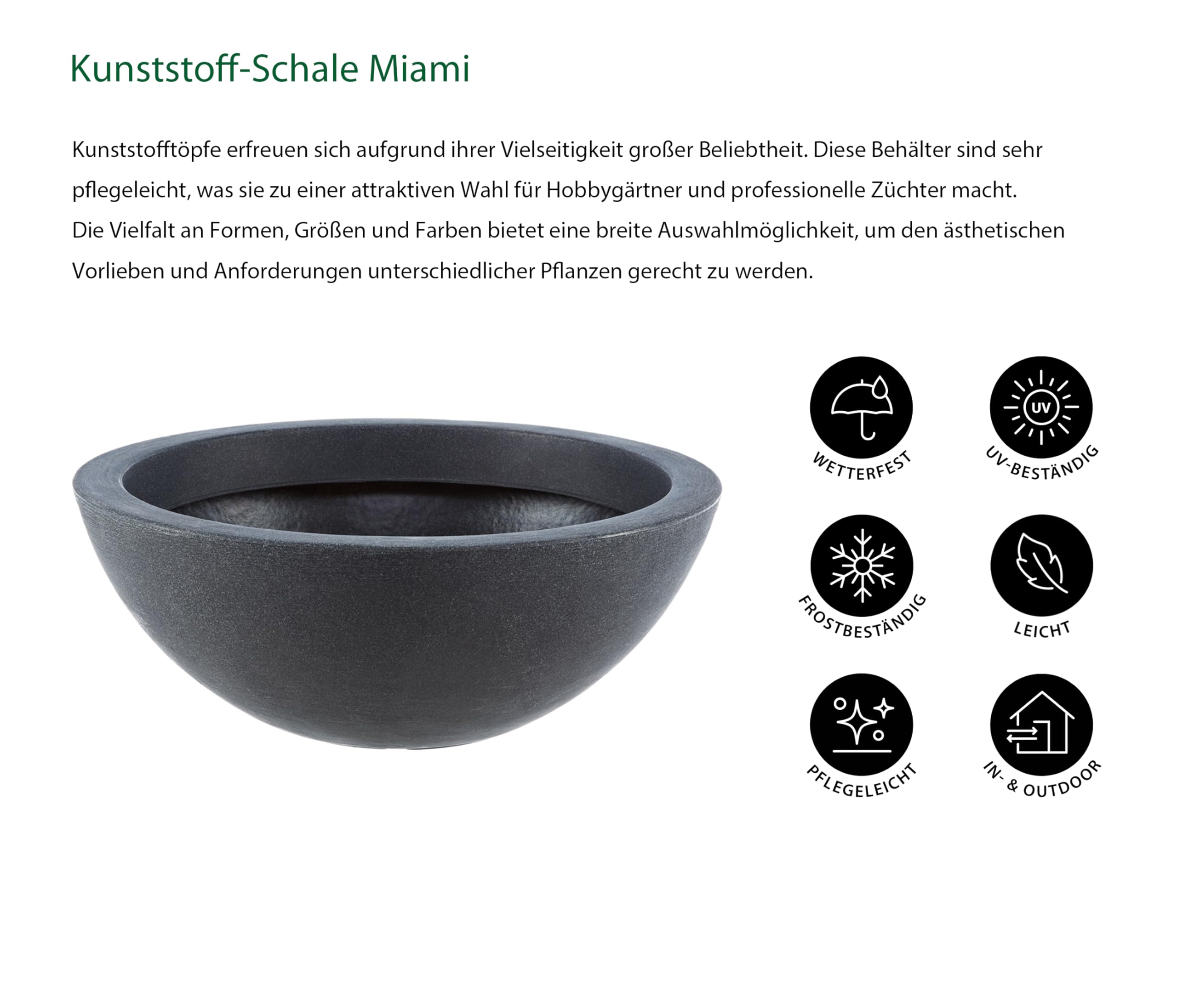 Dehner Kugelschale Pflanzschale Ø52cm anthrazit Miniteich