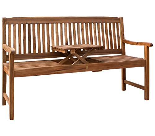 Dehner Oslo Gartenbank 3-Sitzer 150 cm Akazie Tisch