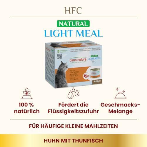 Almo Nature HFC Light Meal Nassfutter Huhn Thunfisch 4x50g glutenfrei