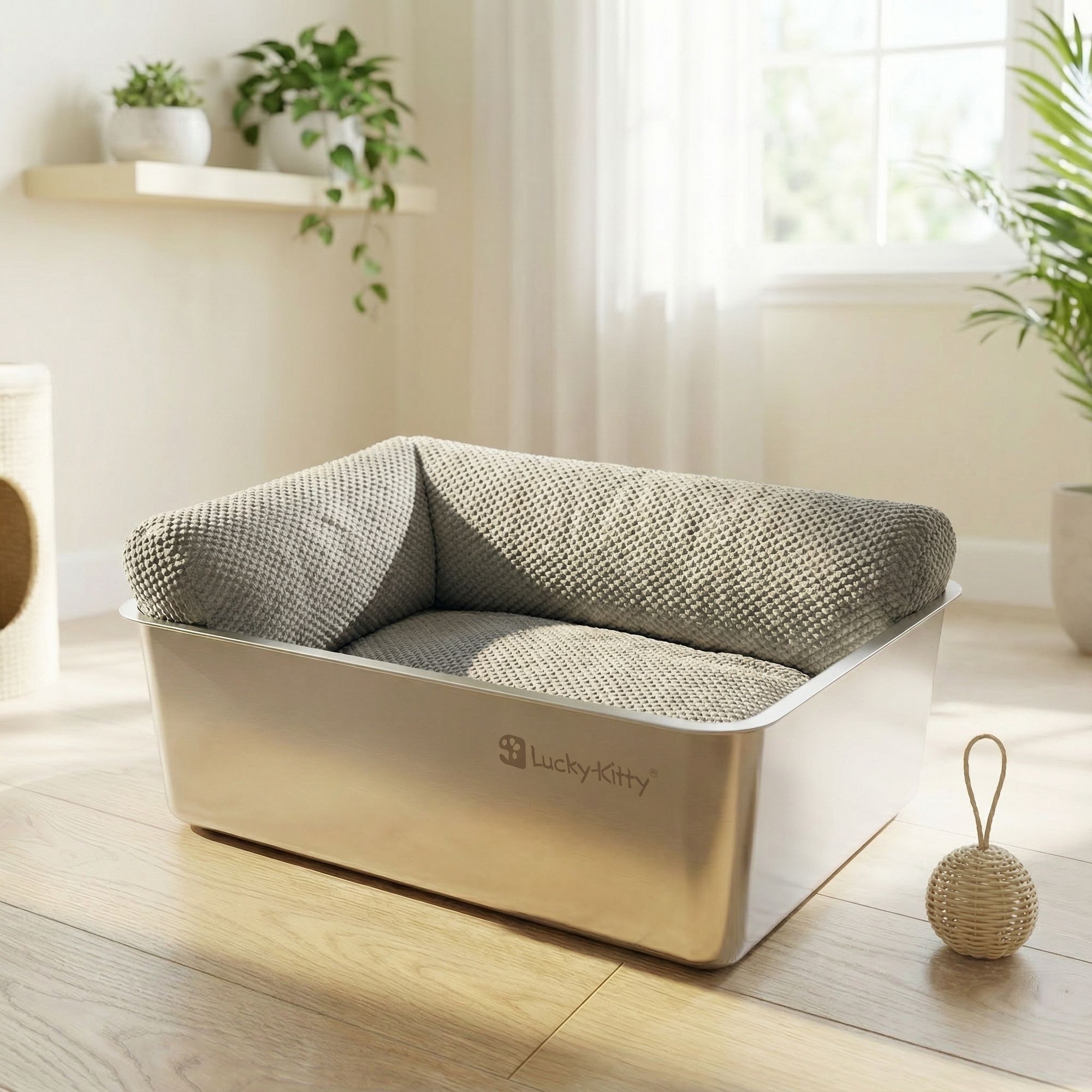 Lucky-Kitty Katzenlounge LUXE 2-in-1 Katzenbett Memory-Foam