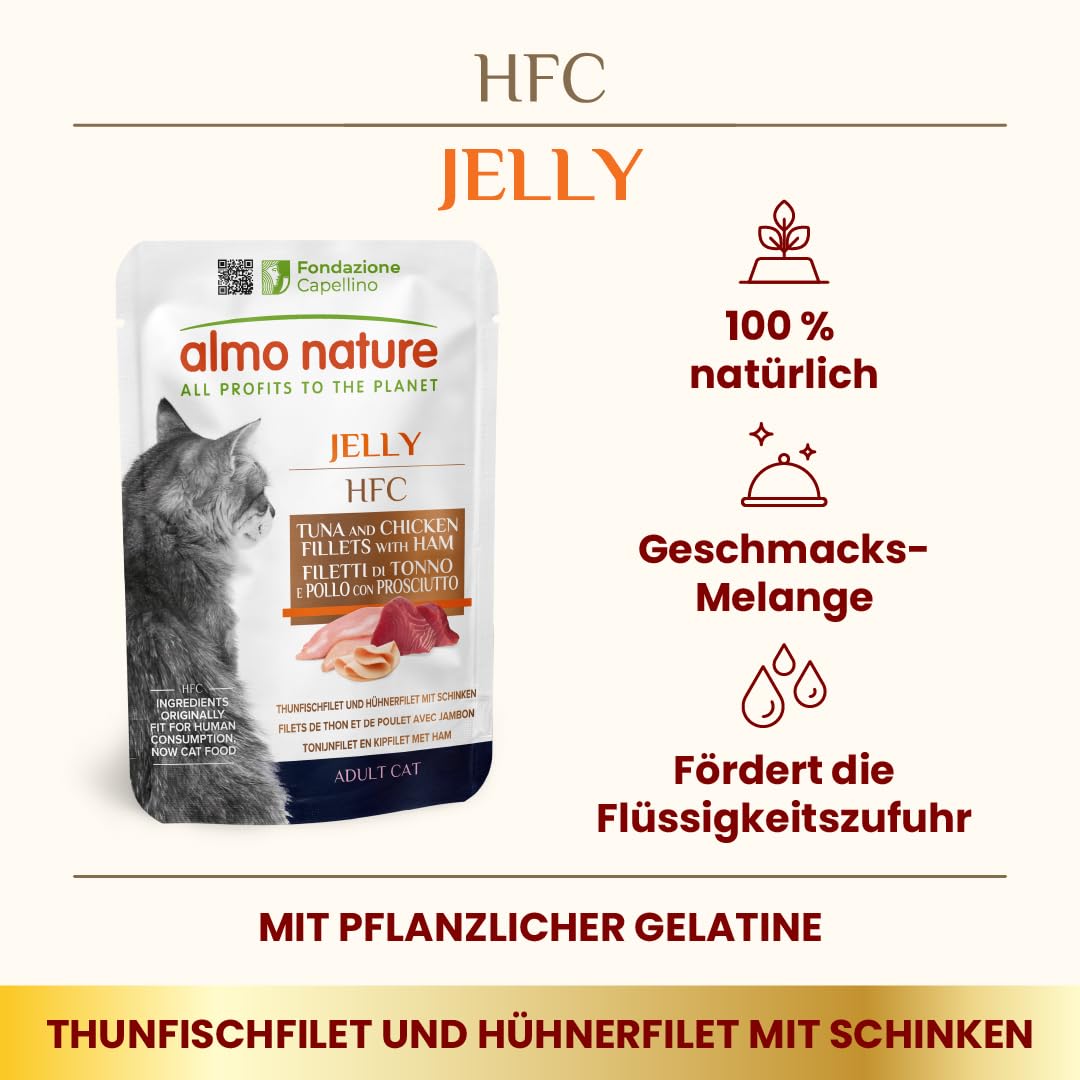Almo Nature HFC Jelly Thunfisch-Huhn Nassfutter 24x55g Schinken