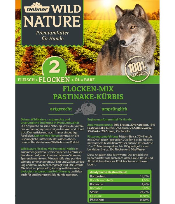 Dehner Wild Nature Flocken Hundefutter Pastinake Kürbis 1 kg