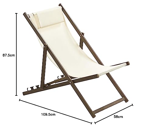 Dehner Premium Lovely Aruba Strand-Klappstuhl weiß-braun Textil