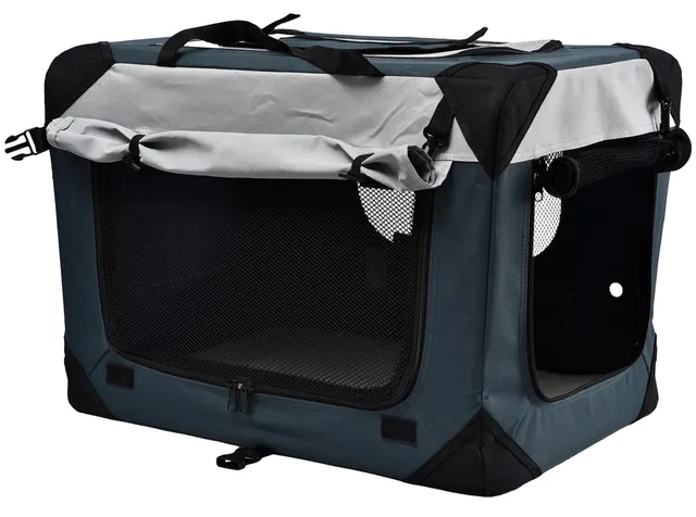 Dehner Brian Transporttasche 76x51x48 cm grau Netzfenster