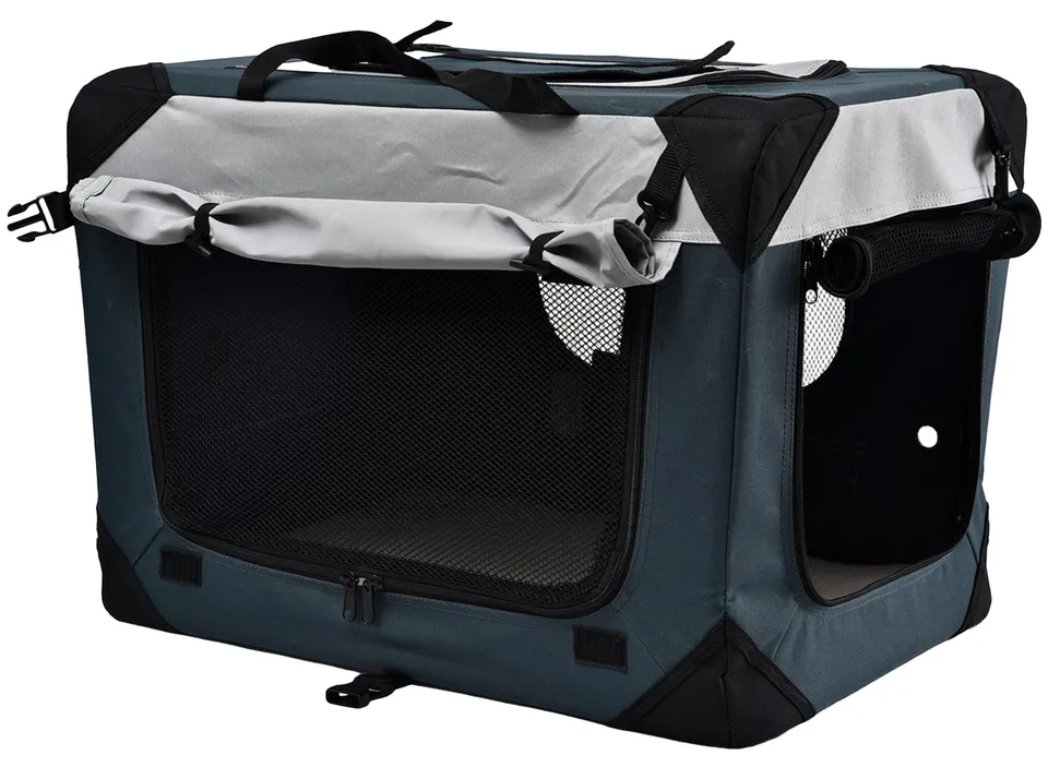 Dehner Brian Transporttasche 76x51x48 cm grau Netzfenster