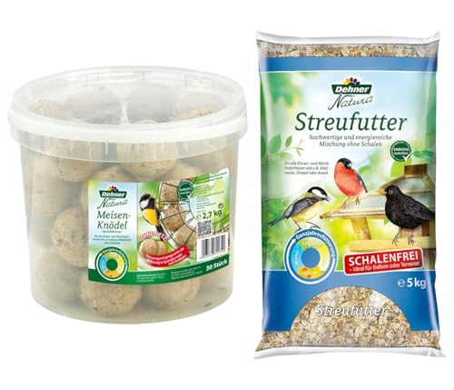 Dehner Natura Wildvogelfutter 5 kg + Meisenknödel 30 Stück schalenfrei