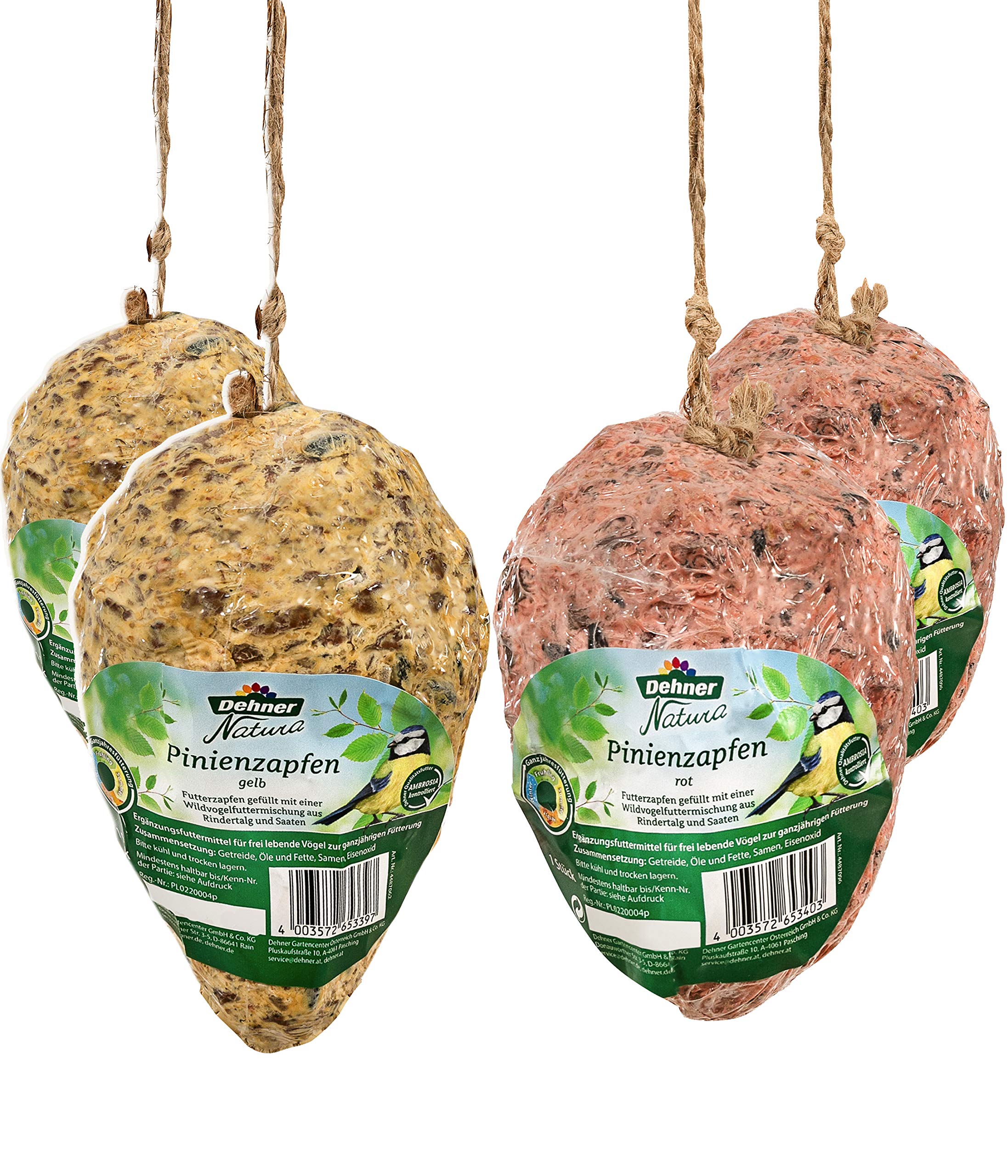 Dehner Natura Pinienzapfen Wildvogelfutter 4x350g Rindertalg