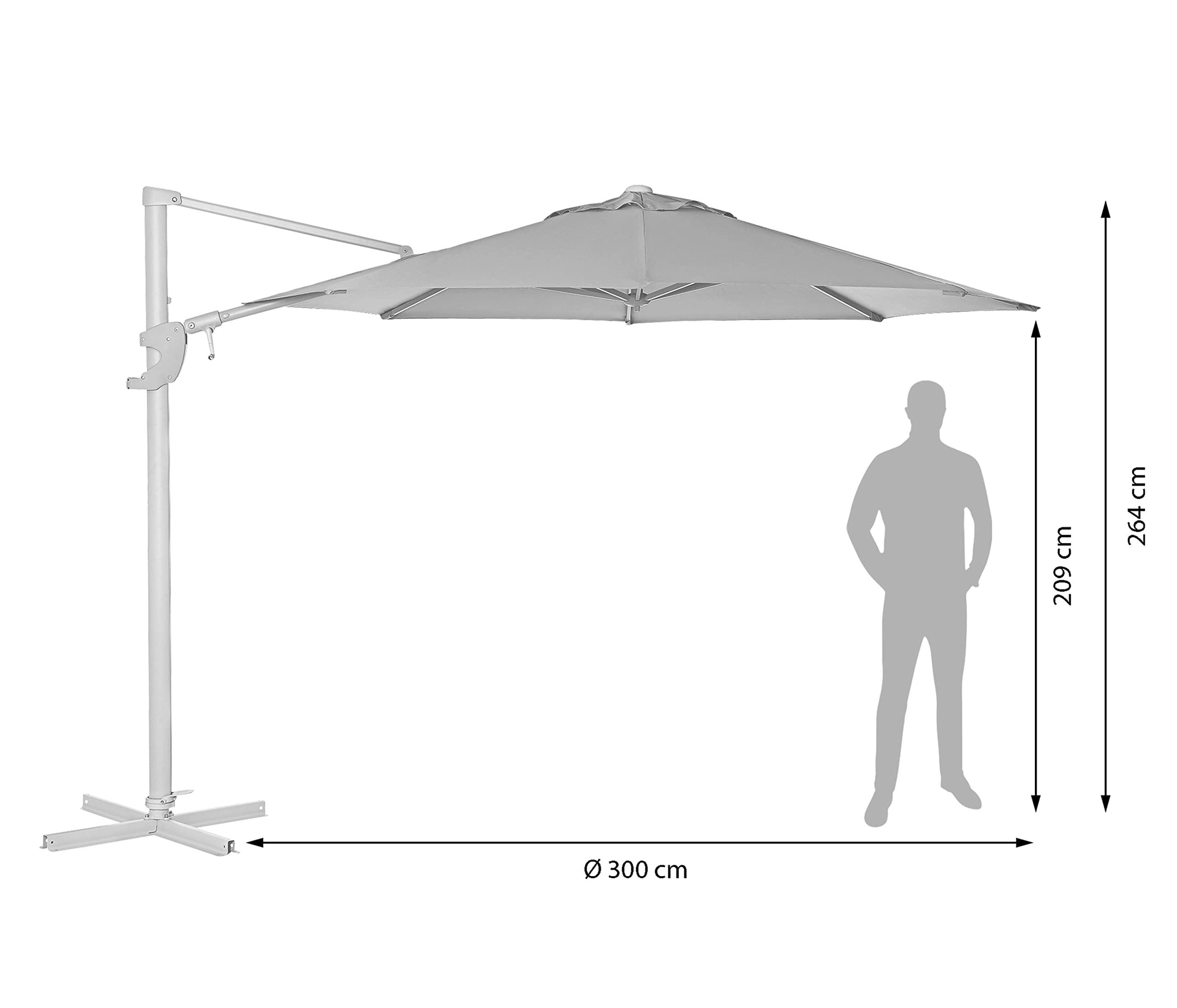Dehner Zypern Ampelschirm 300 cm grau Aluminium