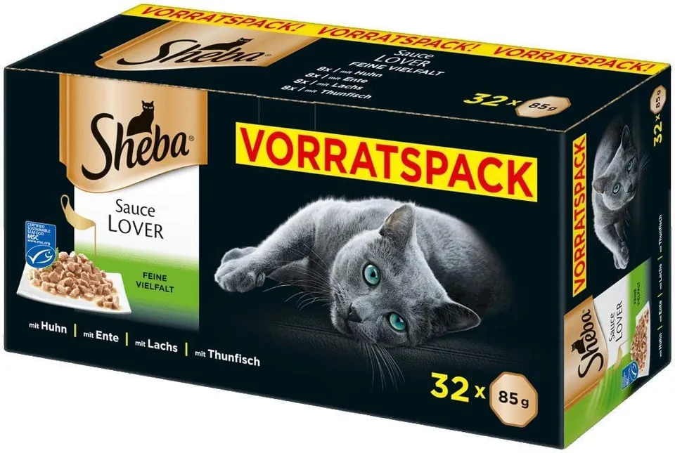 Sheba Sauce Lover Nassfutter Lachs 32x85g in Sauce