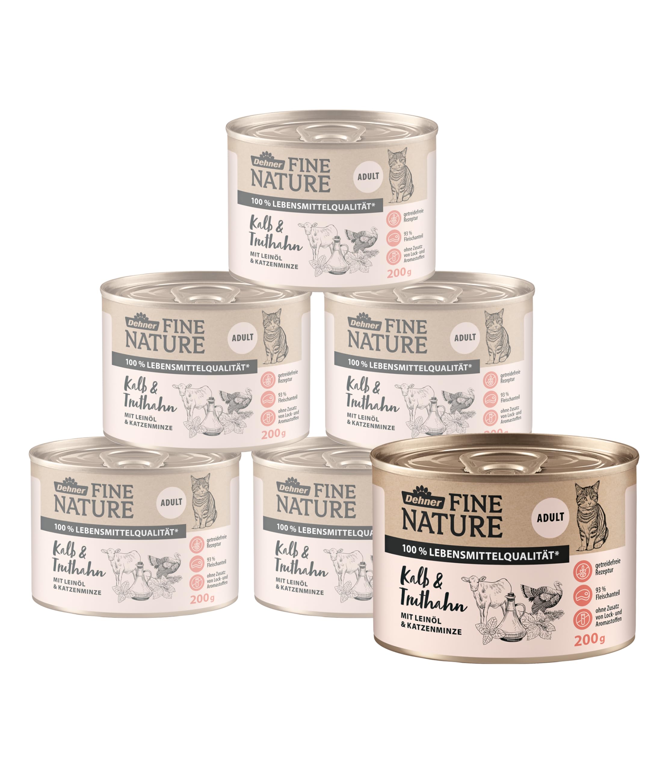 Dehner Fine Nature Nassfutter Kalb Truthahn 6x400g Dose