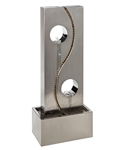 Dehner Shanghai Gartenbrunnen Edelstahl LED 101 cm grau