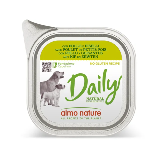 Almo Nature Daily Huhn Erbsen Hundefutter 32x100g glutenfrei