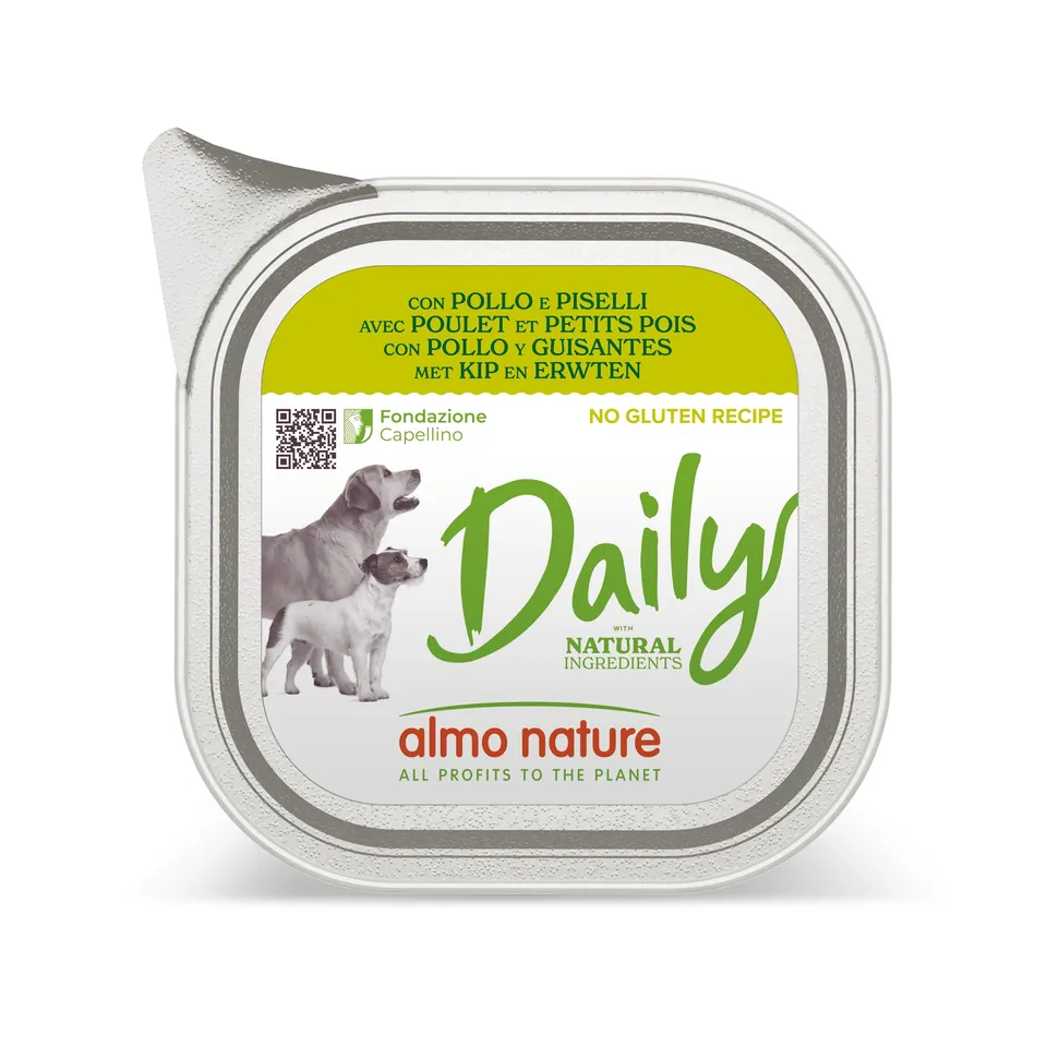 Almo Nature Daily Huhn Erbsen Hundefutter 32x100g glutenfrei