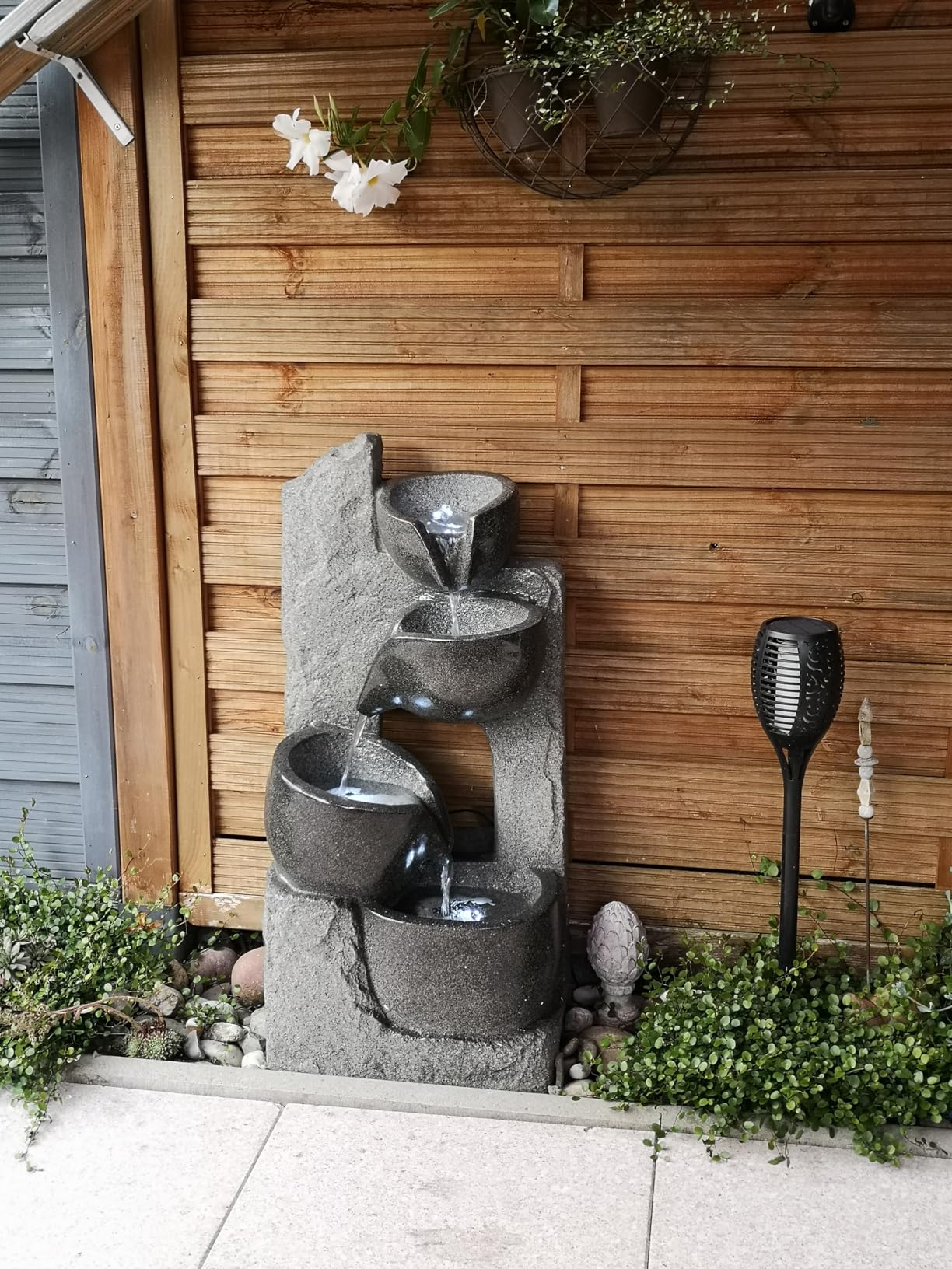 Dehner Circ Gartenbrunnen LED grau 14 Liter