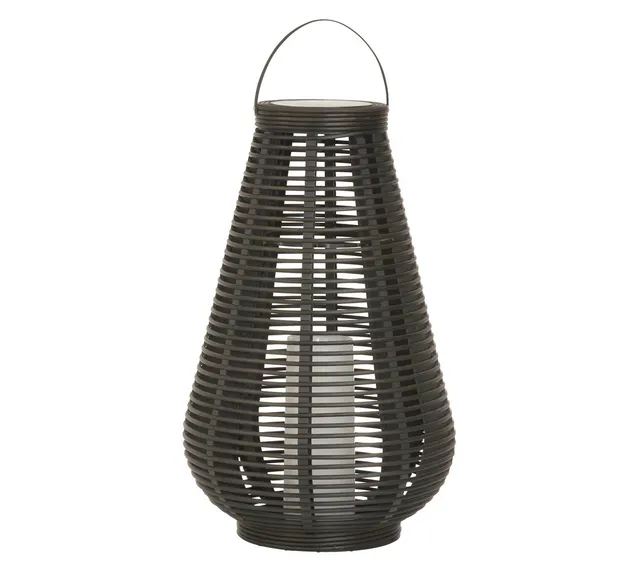 Dehner Solarlaterne Rattan 25 cm LED-Flackerkerze braun