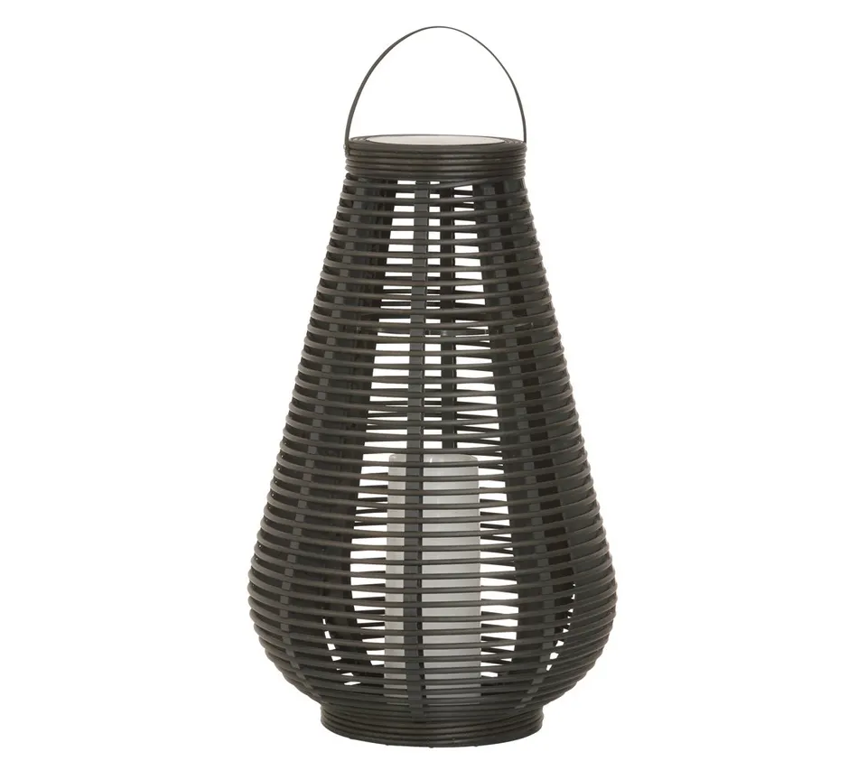 Dehner Solarlaterne Rattan 25 cm LED-Flackerkerze braun