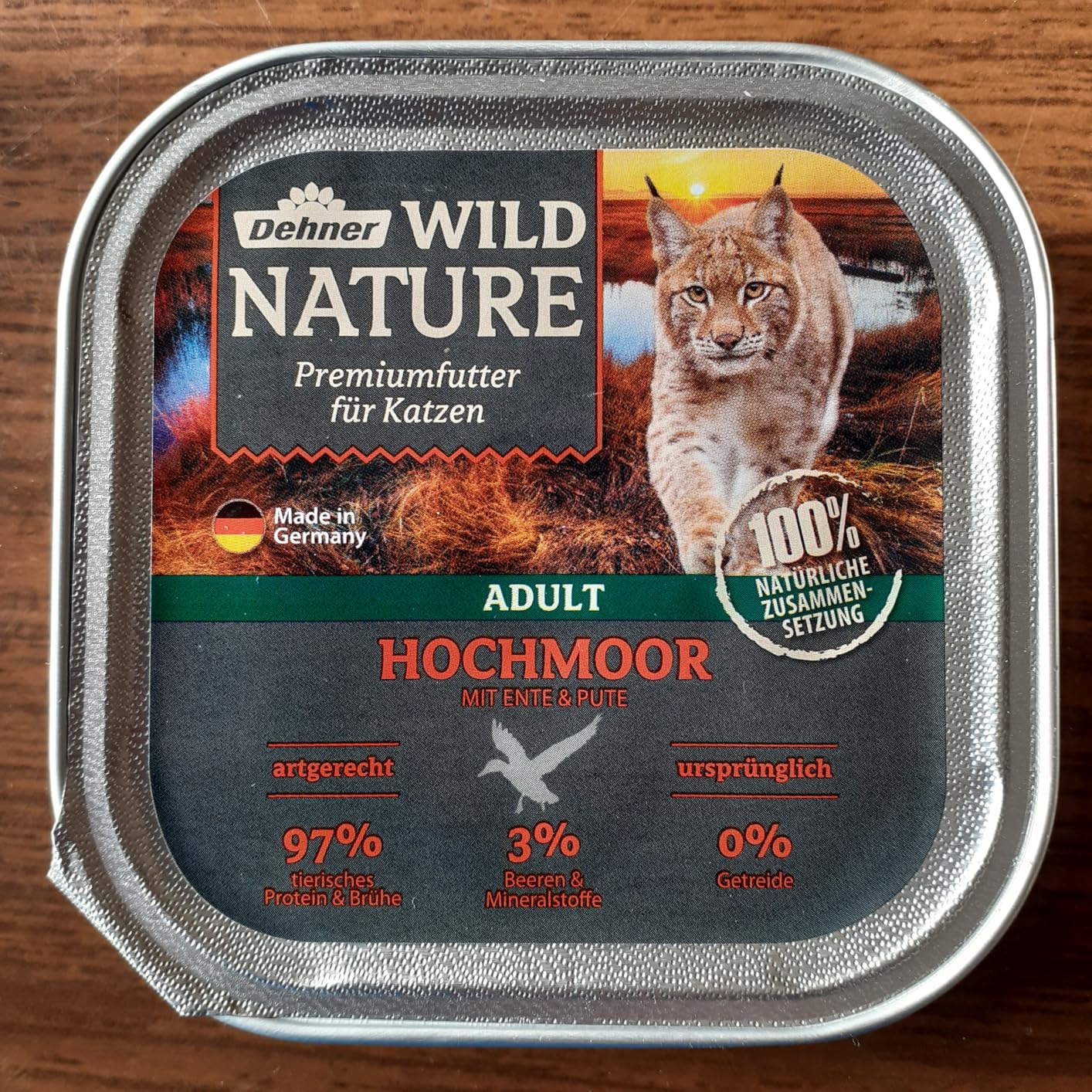 Dehner Wild Nature Hochmoor Nassfutter Ente Pute 16x100g getreidefrei