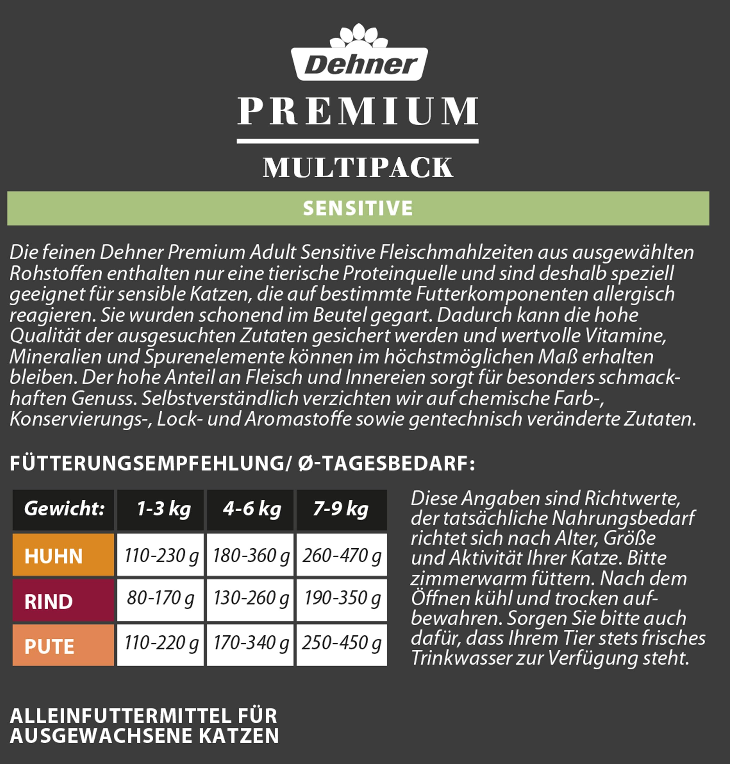 Dehner Premium Sensitive Nassfutter Multipack 12x100g