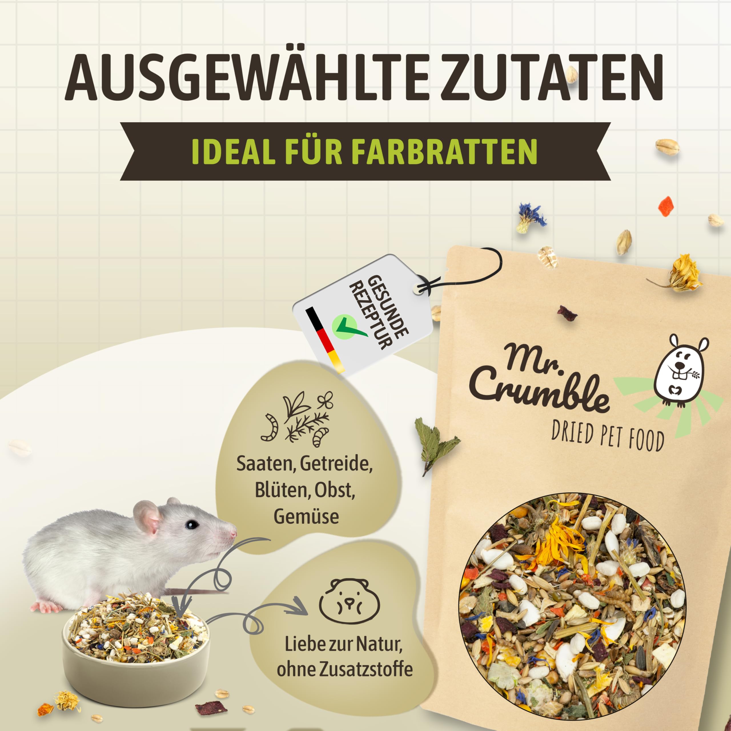 Mr. Crumble Ratten-Futter Rattenfutter ohne Pellets 1000g