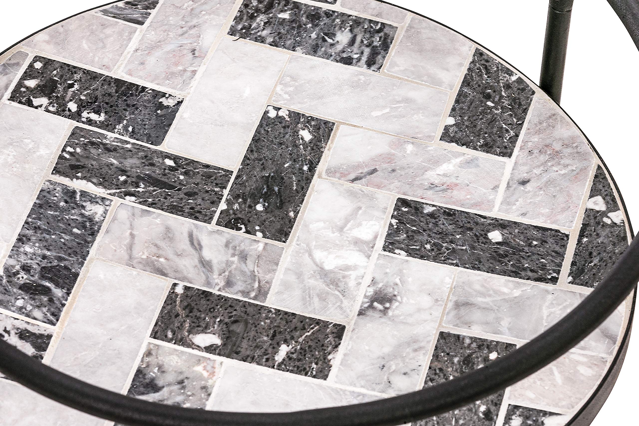 Dehner Letizia Mosaik-Beistelltisch grau-weiß Ø41 cm
