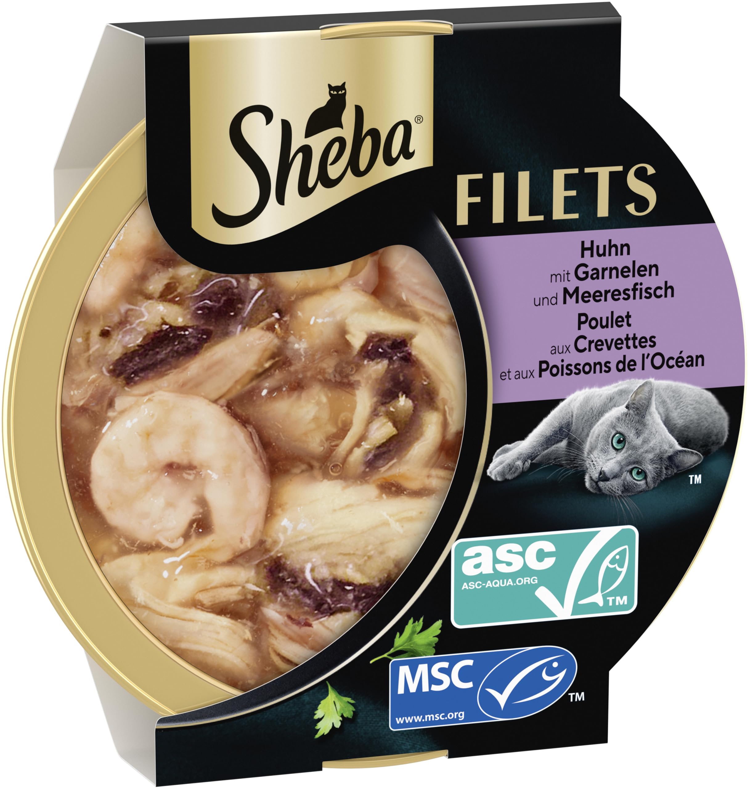 Sheba Filets Huhn Hochseefisch Garnelen Nassfutter 16x60g Sauce