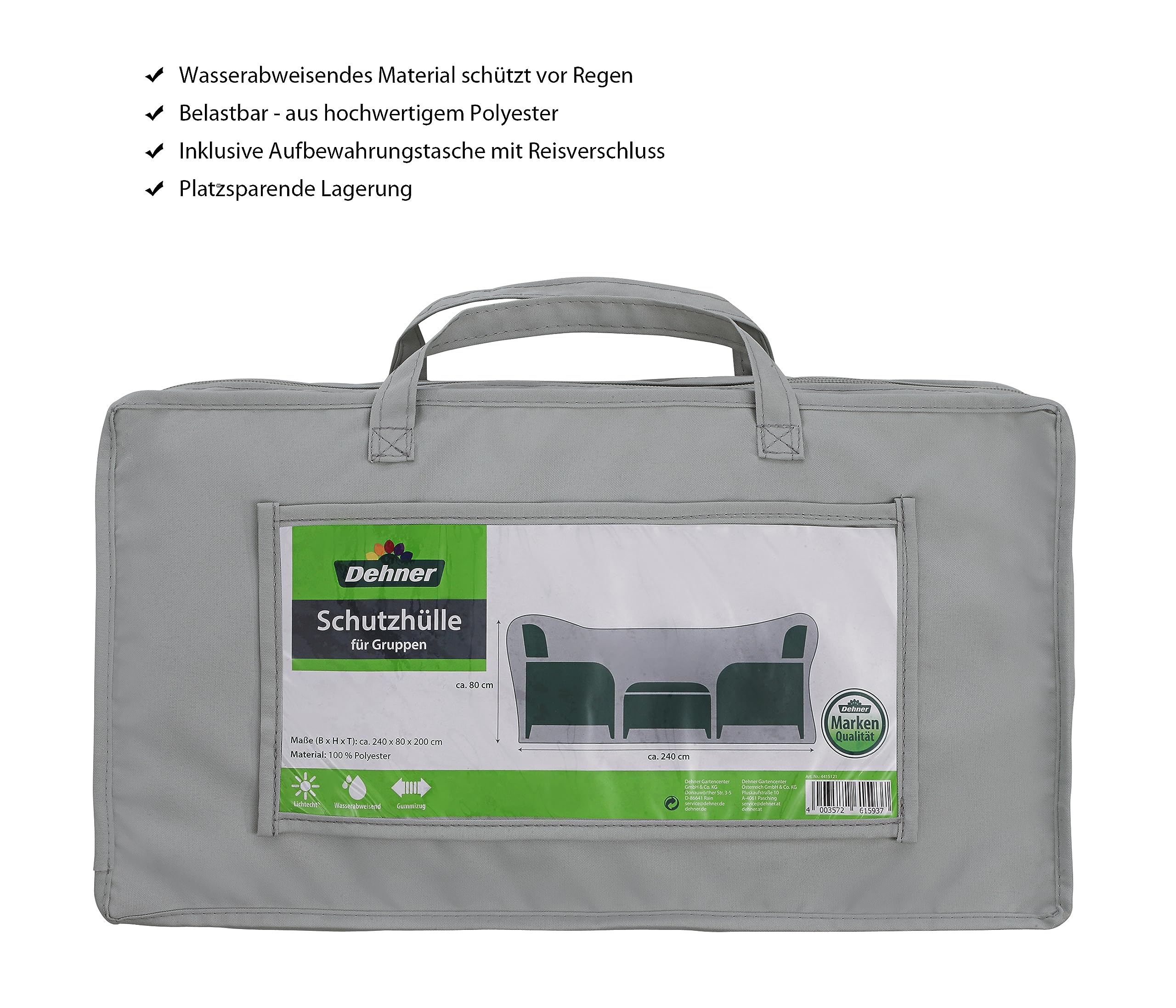 Dehner Abdeckung Sitzgruppe 270x85x210cm Polyester grau wasserabweisend
