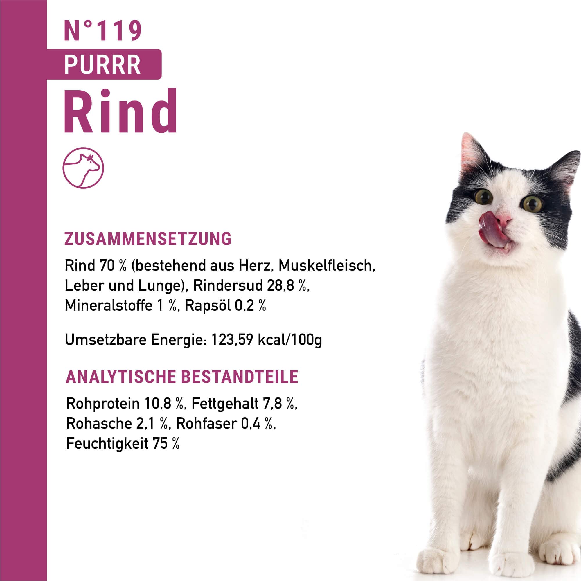 catz finefood Purrrr N°119 Rind Nassfutter 6x400g getreidefrei