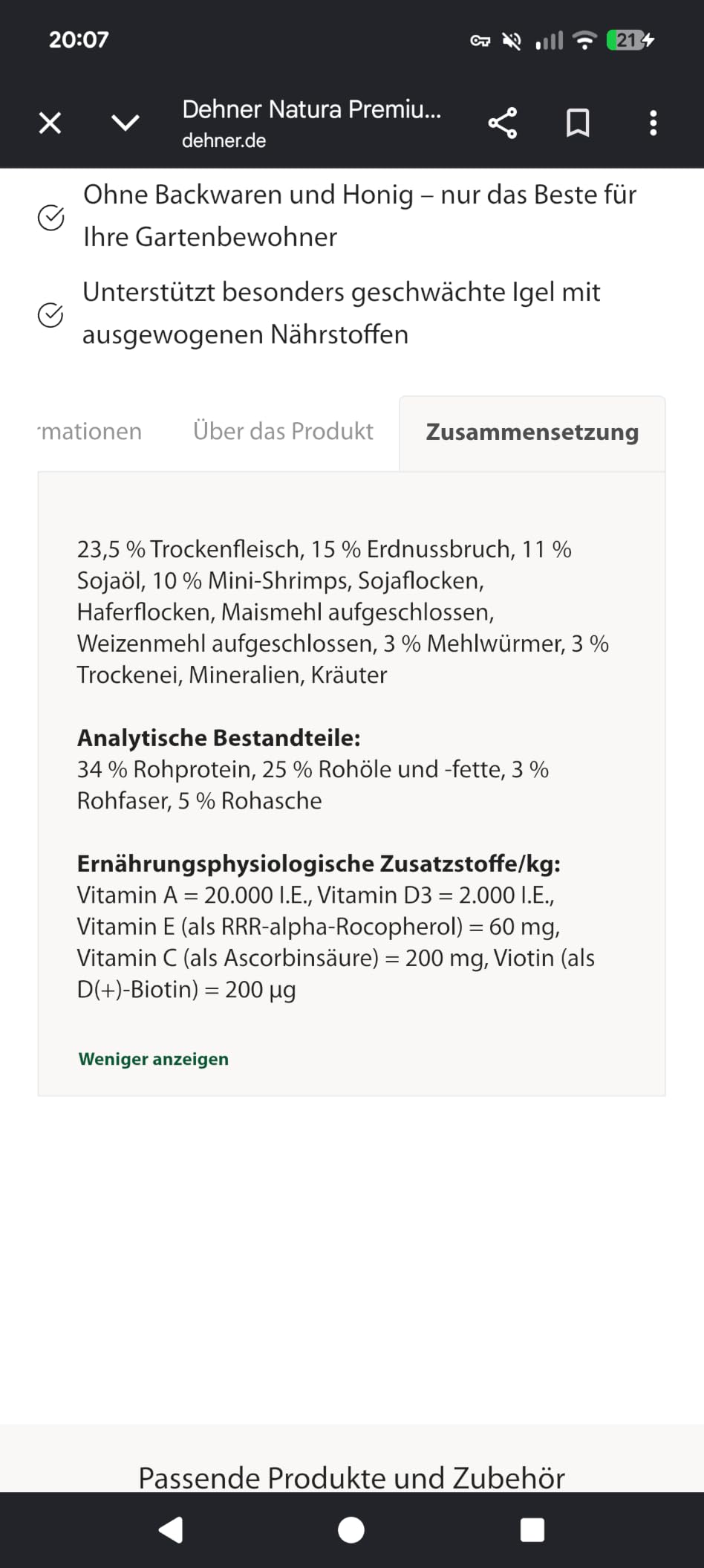 Dehner Natura Premium Igelfutter 1,5 kg Alleinfutter fleischhaltig