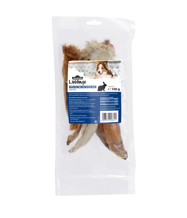 Dehner Lieblinge Kaninchenohren Hundesnack 5x100g natürlich