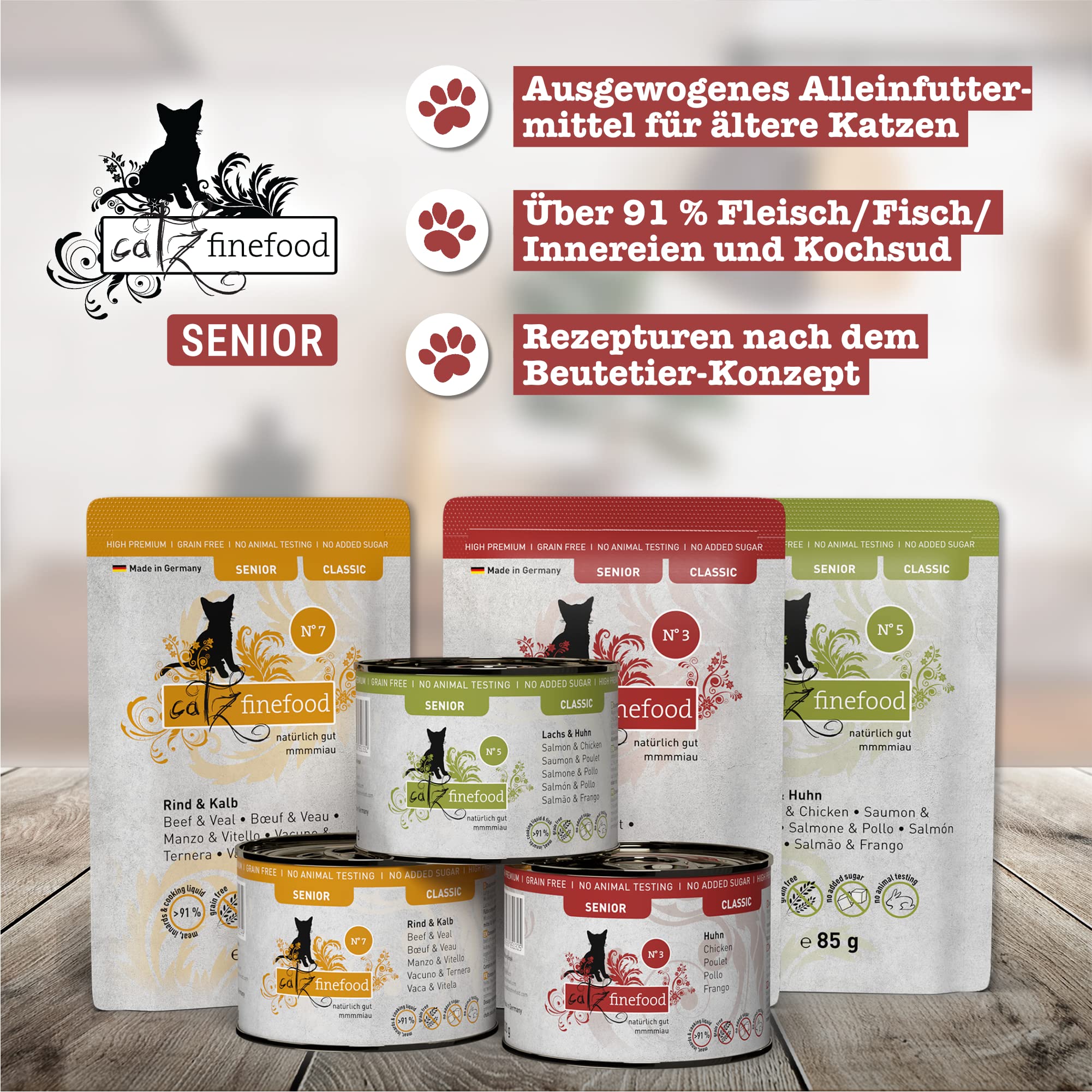 catz finefood Classic Senior Katzennassfutter Huhn 16x85g getreidefrei