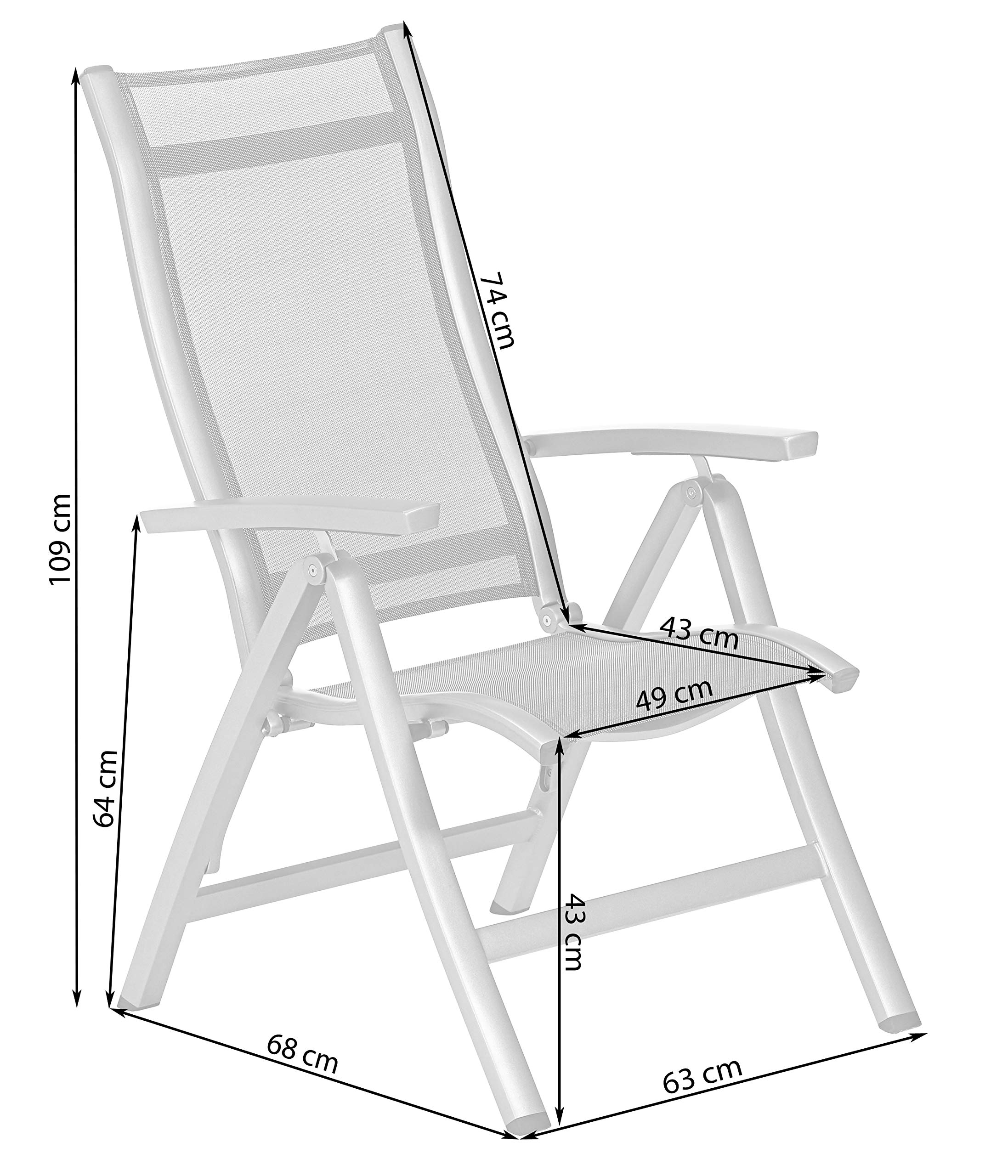Dehner Premium Lovely Chicago Klappsessel grau Textilene 110cm