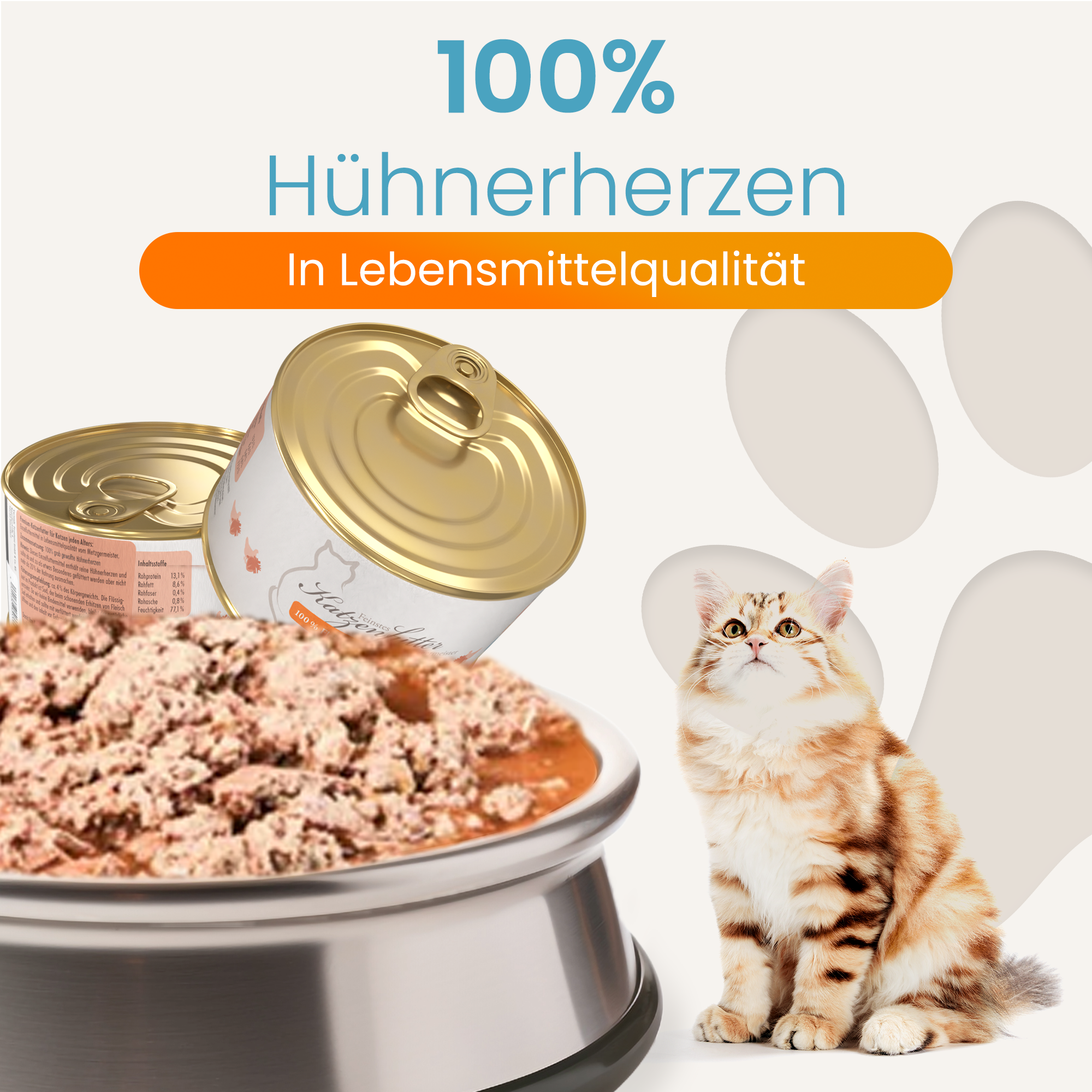 Lucky-Kitty Hühnerherzen Nassfutter 200g monoprotein