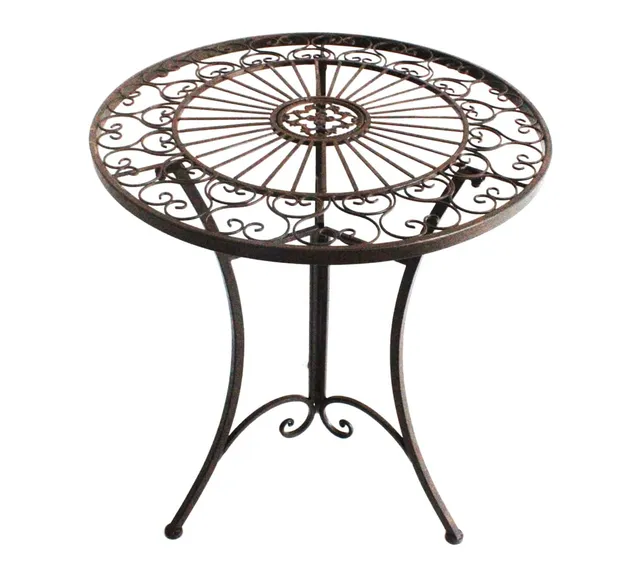 Dehner Antik Gartentisch Eisen Ø61cm dunkelbraun