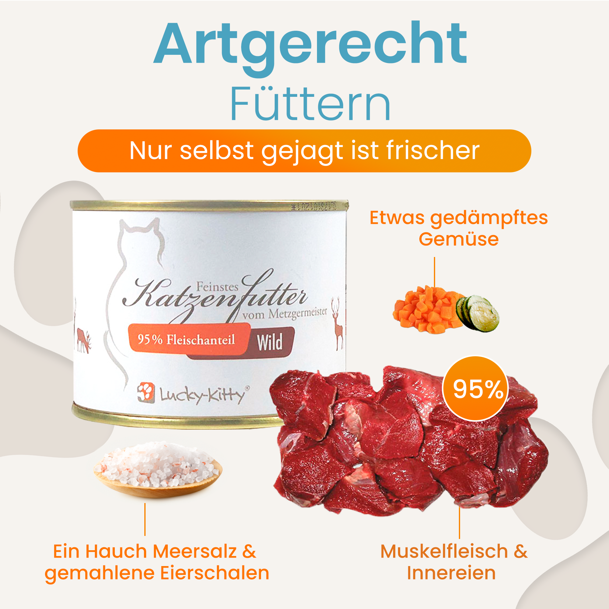 Lucky-Kitty Wild Nassfutter 200g hypoallergen Monoprotein