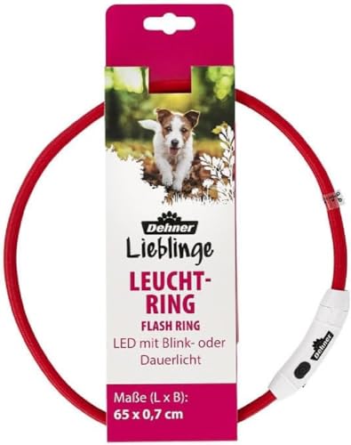 Dehner Lieblinge Flash Ring LED-Halsband 65cm rot USB
