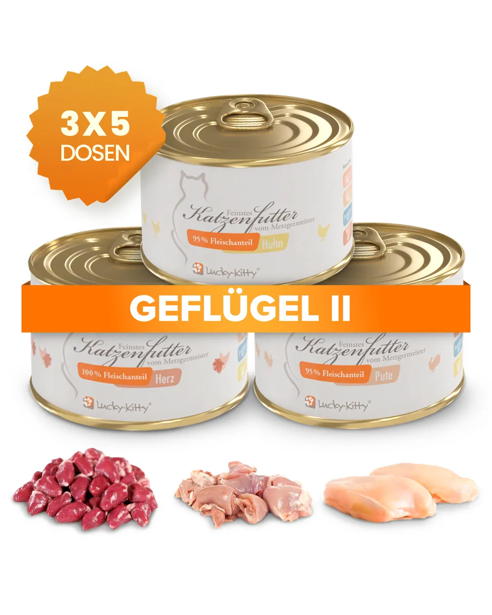 Lucky-Kitty Sparpaket D Geflügel II Nassfutter 15x200g