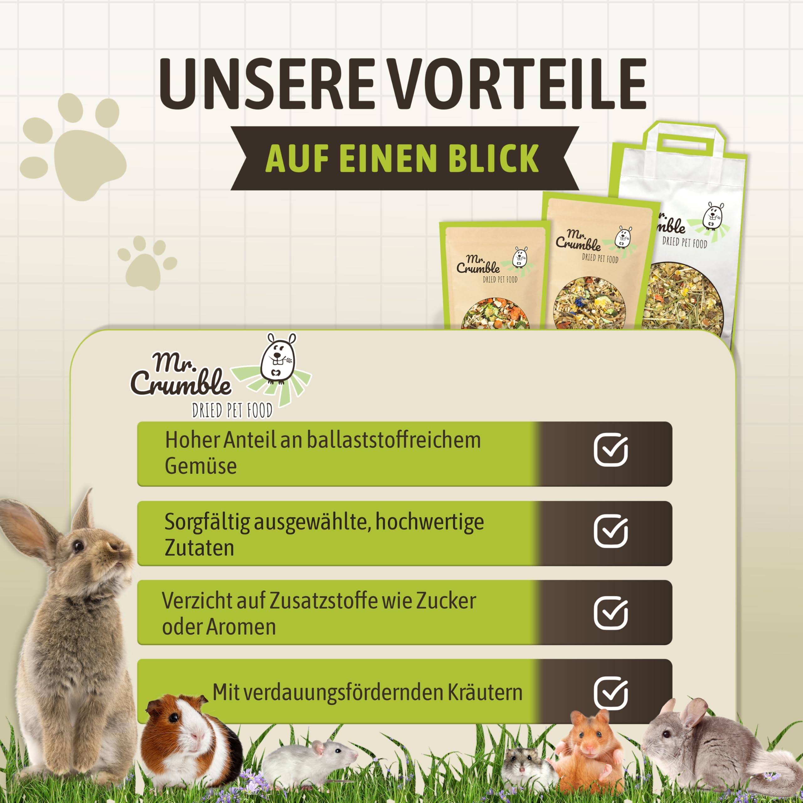 Mr. Crumble Gemüsegarten Nagerfutter 1 kg natürlich