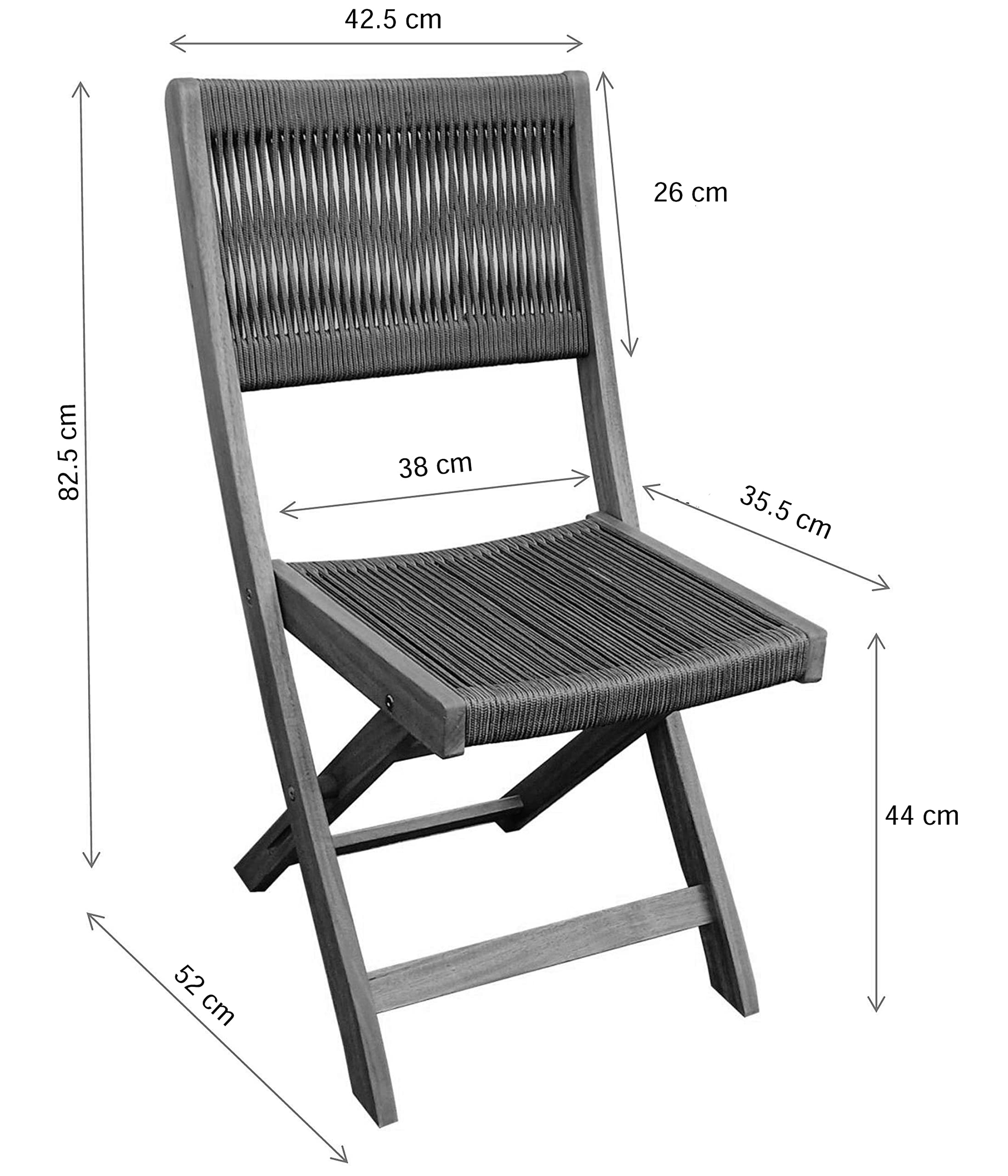Dehner Macao Rope Klappstuhl 2er-Set Akazie natur dunkelgrau