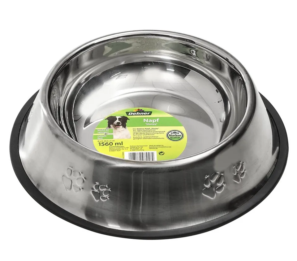 Dehner Premium Lovely Slurpy Hundenapf Edelstahl Ø29,5 cm 1560 ml