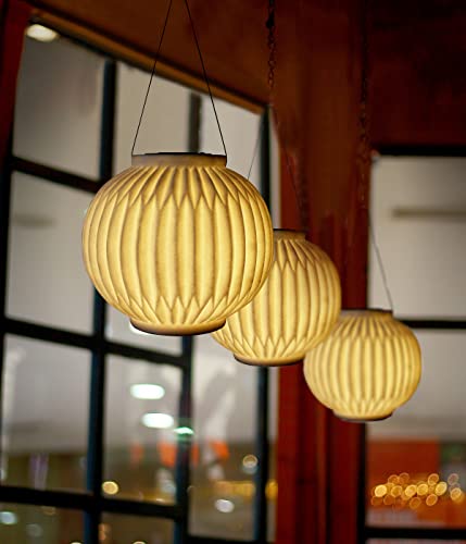 Dehner Belle Solar-Laterne beige Ø25 warmweiß