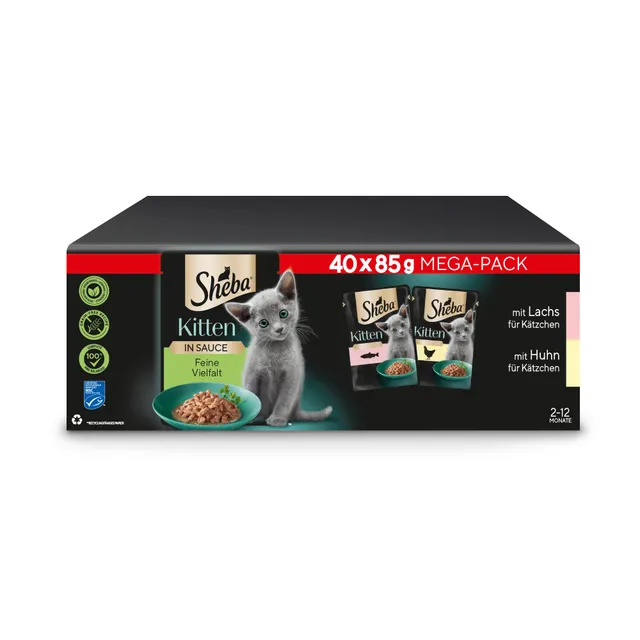 Sheba Feine Vielfalt Lachs Huhn Nassfutter Sauce 40x85g Kitten