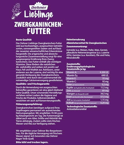 Dehner Lieblinge Zwergkaninchen-Futter 10 kg rohfaserreich