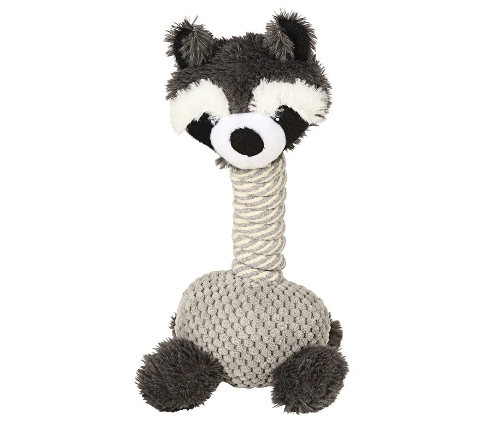 Dehner Premium Lovely Racoon Hundespielzeug grau 34x15 cm Quietscher
