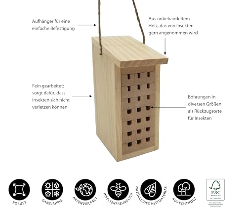 Dehner Natura Premium Insektenhotel Zermatt 8x19,5x12,5 natur