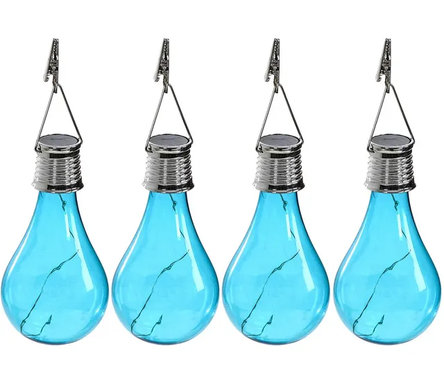 Dehner Solar-Glühbirne 4er Set Glas blau D7cm